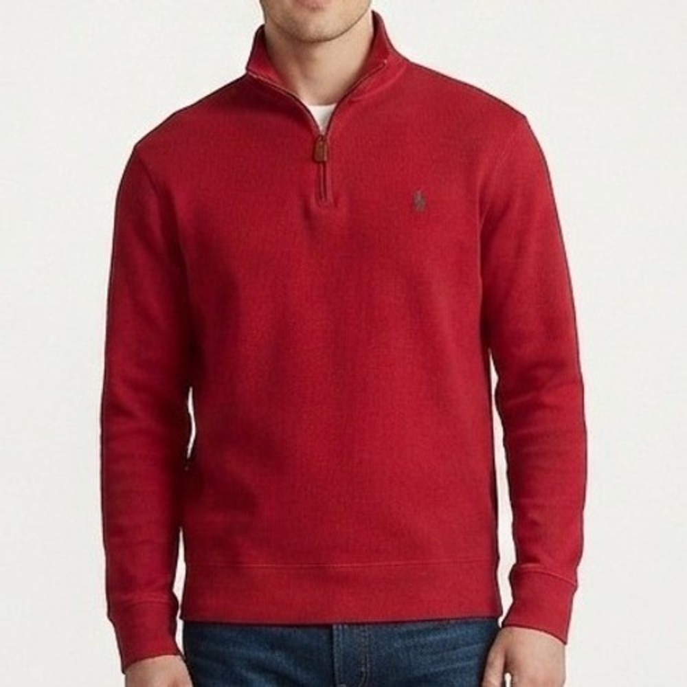 Polo Ralph Lauren Quarter Zip Pullover Mens XL Red Classic Pony Logo Sweater